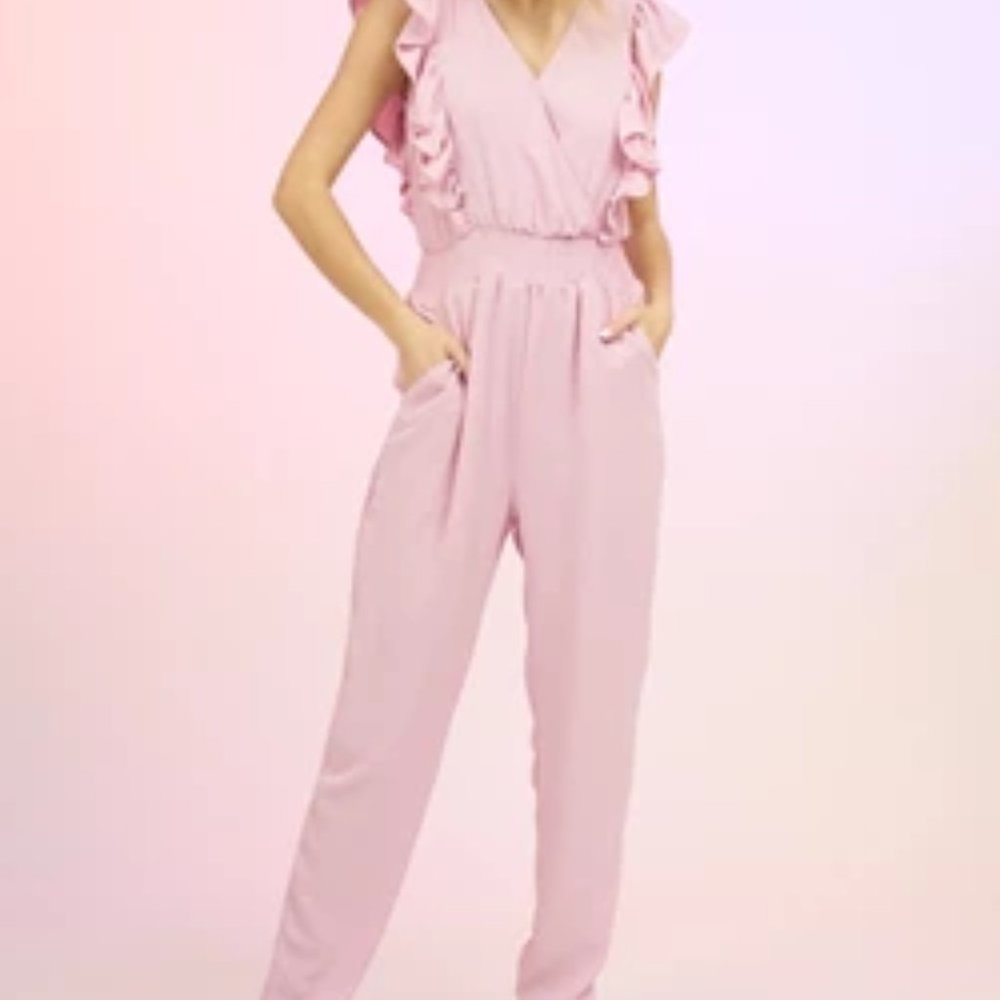 Women's Jumpsuit-Rose Pink